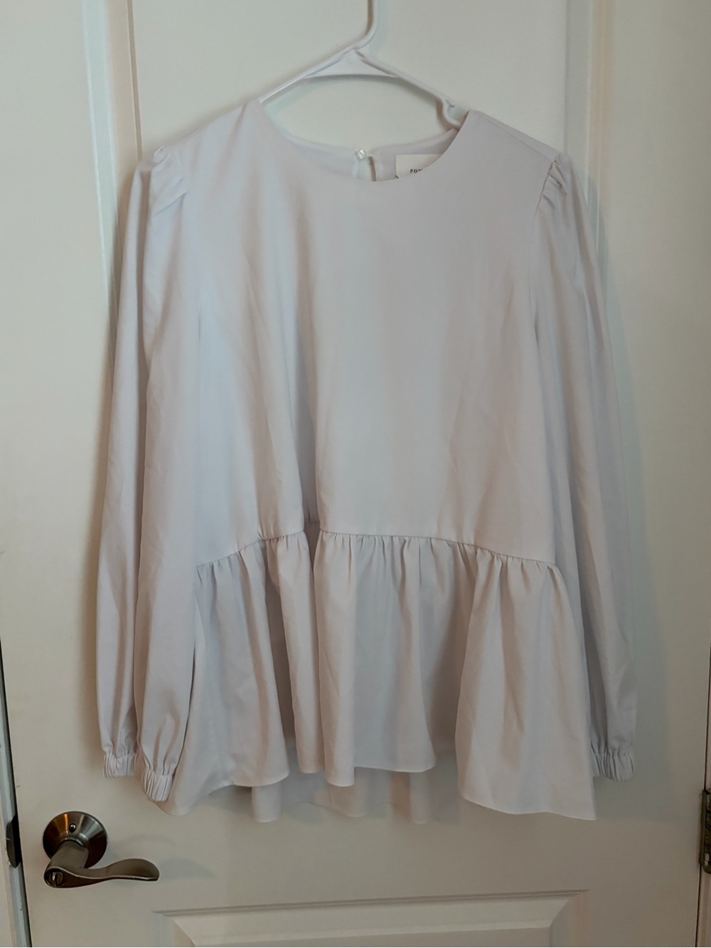 Pomander Place Cream Ruffle-Hem Long Sleeve Tunic